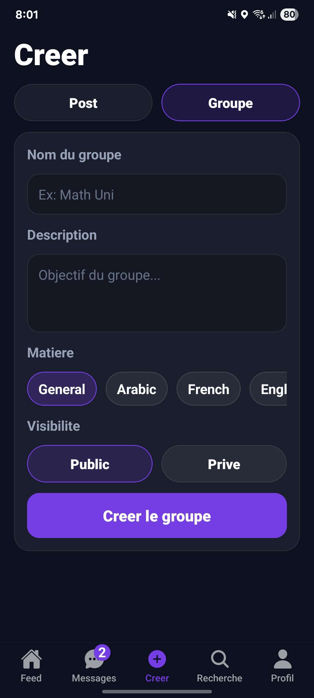 Classti - création de groupe